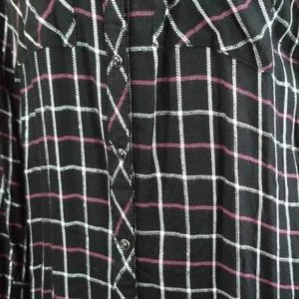 Like New Maurices Black plaid shirt with snaps - Picture 3 of 7